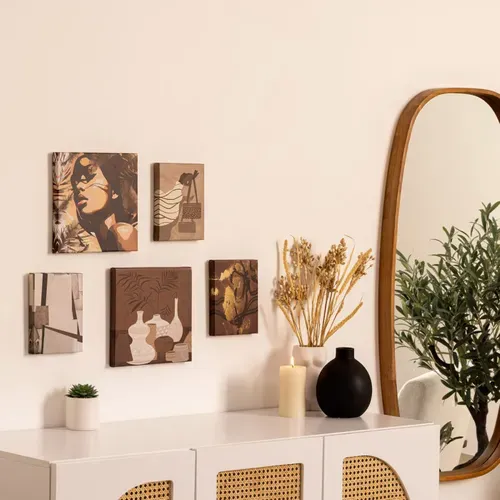 Assorti set 5 toiles 25x25 cm CYNTHIA Marron