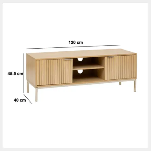 Meuble TV L.120 cm 2 portes TASSO Effet bois naturel