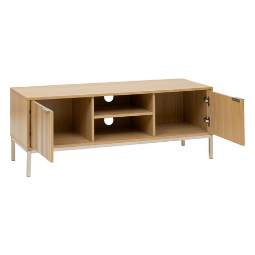 Meuble TV L.120 cm 2 portes TASSO Effet bois naturel