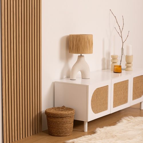 Panneau mural déco 240x60 cm COLVA Naturel/Noir