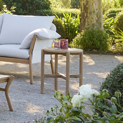 Table De Jardin D'appoint Ronde En Bois Deona - Marron