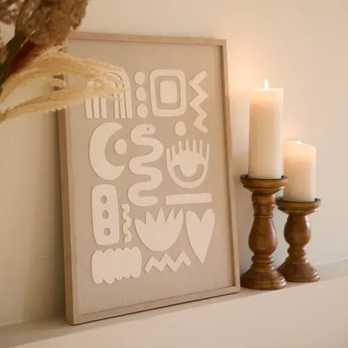 Tableau 3D 30x40 cm PETRA Beige vue d'ambiance 1