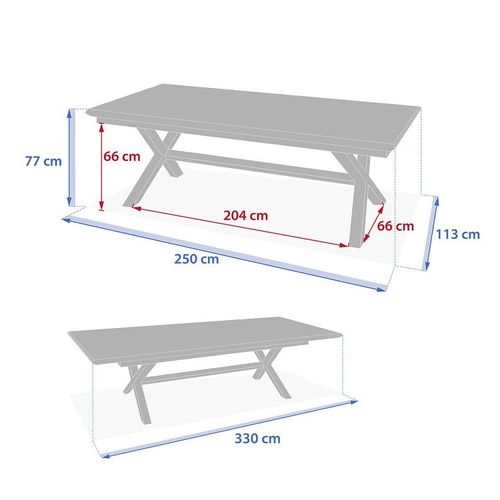 Table Extérieure Extensible 12p. Axiome Effet Bois Et Graphite
