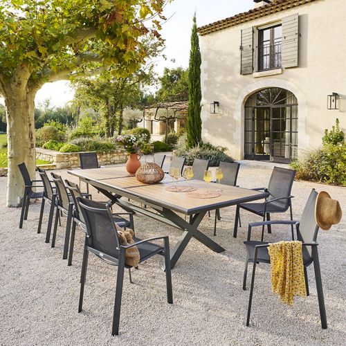 Table Extérieure Extensible 12p. Axiome Effet Bois Et Graphite