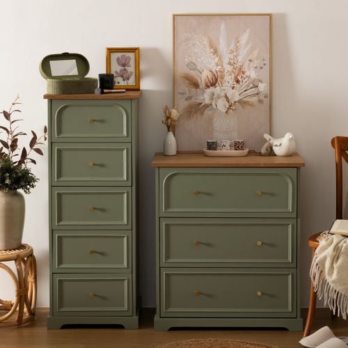 Commode 3 tiroirs vert Mohea 72x39x81 Cm