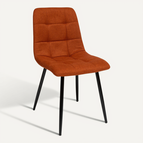 Chaise De Table Assise En Tissu Ambre Et Pieds En Métal Noir