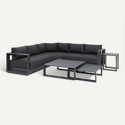 Salon De Jardin D'angle En Aluminium 5 Places Allure - Graphite