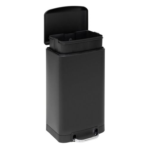 Poubelle 20 Litres  En Métal Noir Ouverture à Pédale