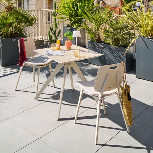 Table De Jardin Carré En Aluminium 2 Places Terzano - Vanille Et Argile