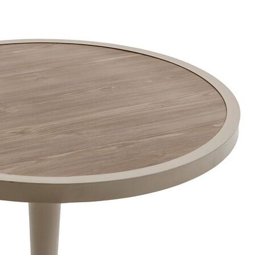 Table De Jardin Bistro Ronde En Aluminium Effet Bois 2 Places Ovialon - Lin Et Argile