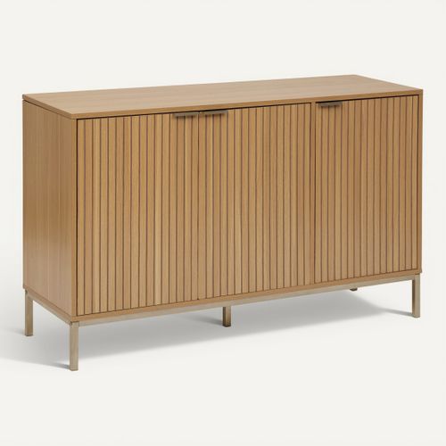 Buffet L.120 cm 3 portes TASSO Effet bois naturel vue 3/4
