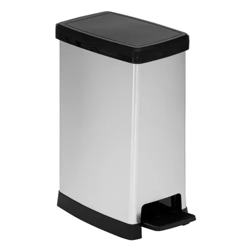 Poubelle à pédale 40L SLIM SOFT Gris / Noir vue 3/4