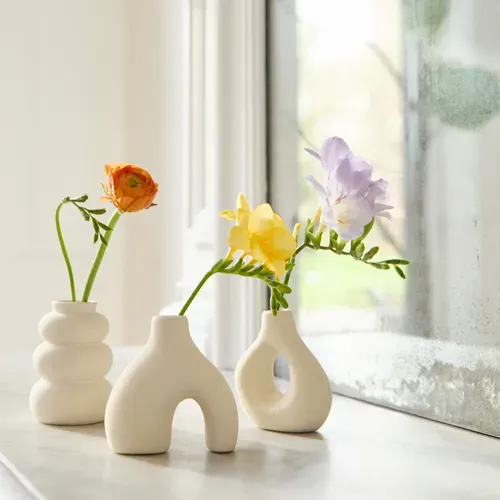 Lot de 3 soliflores H. 9 cm IORA Blanc vue d'ambiance 1