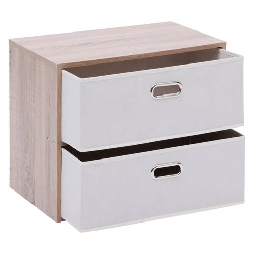 Chevet 2 Tiroirs Tissu Beige Dress Up