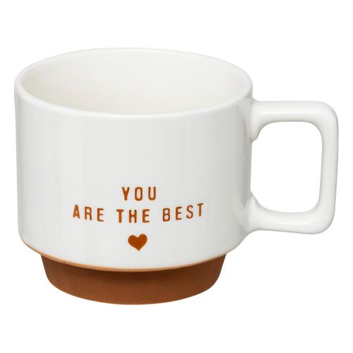 Lot De 4 Mugs Sur Rack "hello" 30cl Blanc