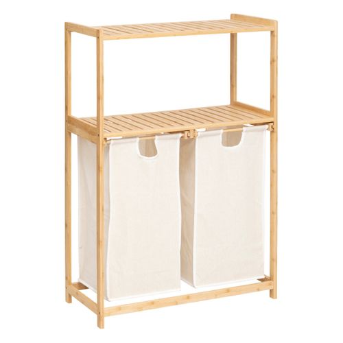 Meuble En Bambou 2 Étagères Et 2 Paniers à Linge H 109 Cm