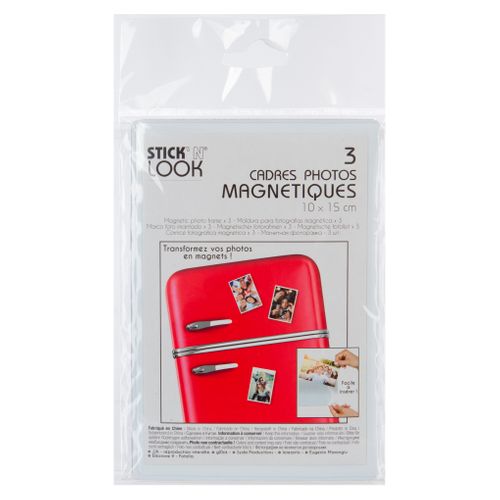 3 cadres photo magnet 10x15 cm ELIAD Blanc