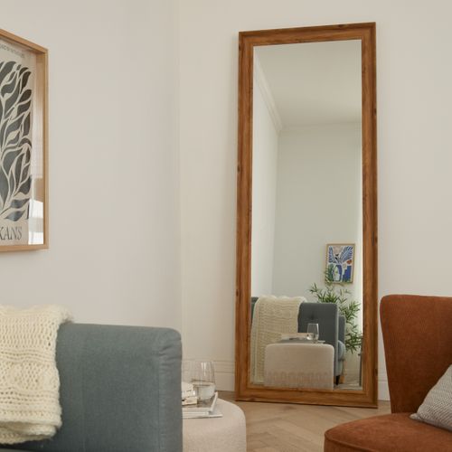 Miroir 195x72 cm MAE Blanc / Noir / Bois clair