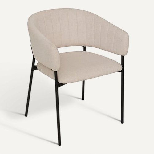 Fauteuil Repas Velours Côtelé Beige Solea