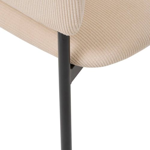 Fauteuil Repas Velours Côtelé Beige Solea