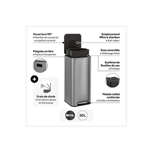 Poubelle carrée 30L DELTA Kaki vue accessoires