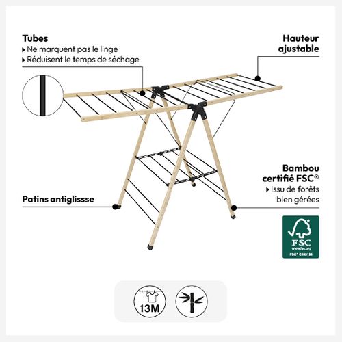 étendoir à Linge "blackbamboo" 95x62cm