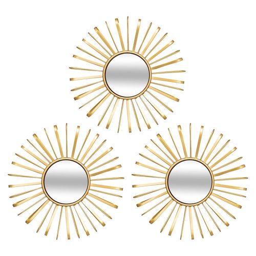 Lot De 3 Miroirs Ronds D24 Warren Métal Doré Atmosphera