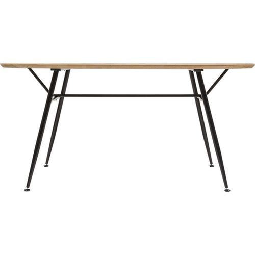 Table à Manger En Bois Et Métal 6 Personnes Roxas - Beige Et Noir