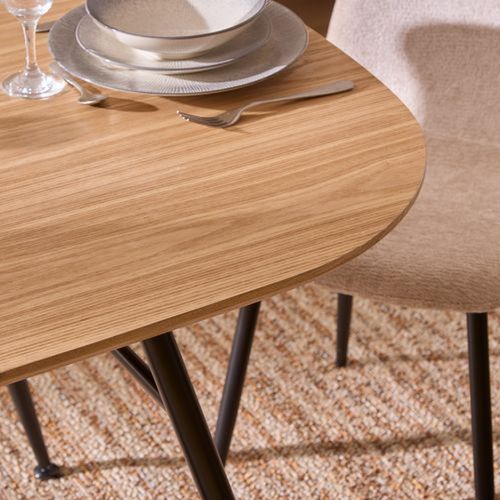 Table à Manger En Bois Et Métal 6 Personnes Roxas - Beige Et Noir