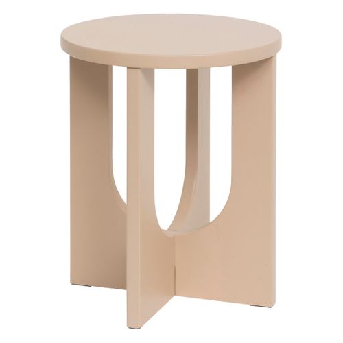 Table à Café Table D'appoint Aux Lignes Graphiques Bois Beige Noisette D 40 Cm