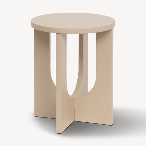 Table à Café Table D'appoint Aux Lignes Graphiques Bois Beige Noisette D 40 Cm