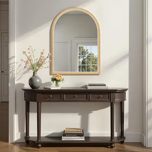 Miroir arche H75 cm THEA Marron clair / Marron foncé vue d'ambiance 1