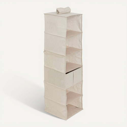 Rangement Chaussures "groomy" 6 Cases Avec Panier Beige 127x30cm