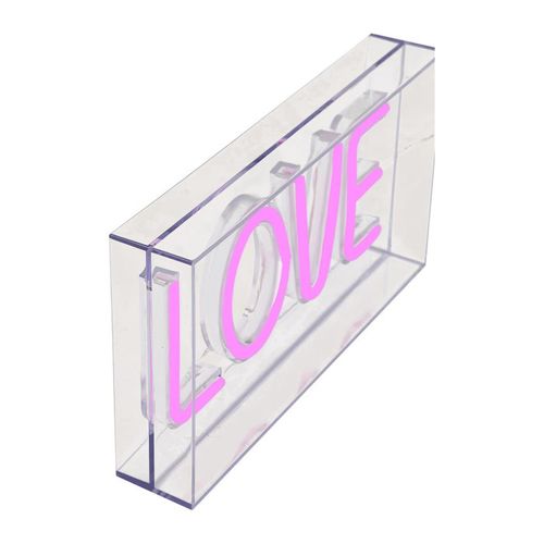Néon à poser LED USB L. 23 cm LOVE Rose vue d'ambiance 1