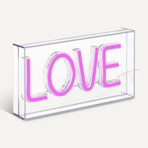 Néon à poser LED USB L. 23 cm LOVE Rose vue de face