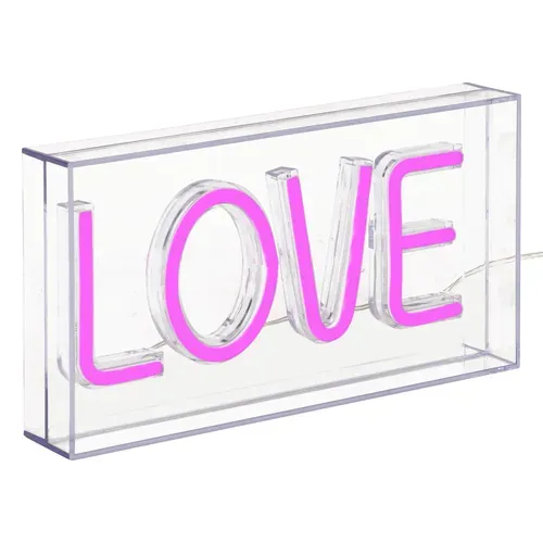 Néon à poser LED USB L. 23 cm LOVE Rose vue 3/4