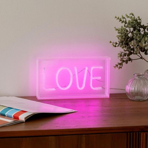 Néon à poser LED USB L. 23 cm LOVE Rose