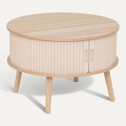 Table Basse Rond D60 Portes Coulissantes Beige Atmosphera
