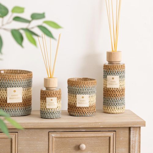 Diffuseur De Parfum Zaya 220ml Verre Et Fibres Naturelles Ambre