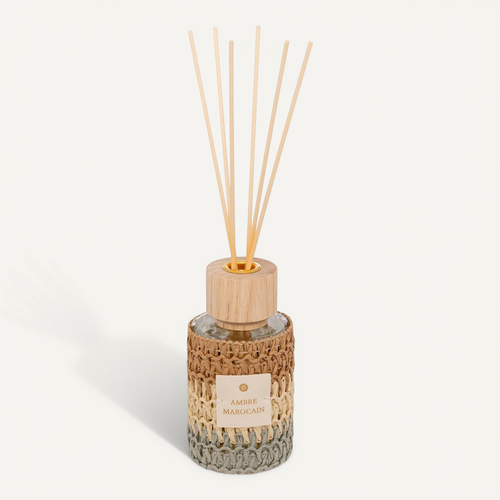 Diffuseur De Parfum Zaya 220ml Verre Et Fibres Naturelles Ambre