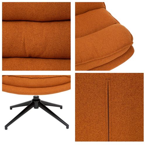 Fauteuil pivotant HARPER tissu terra cotta vue accessoires