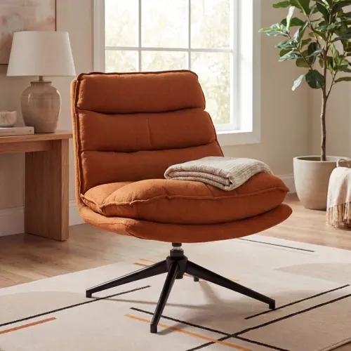 Fauteuil pivotant HARPER tissu terra cotta vue d'ambiance 1