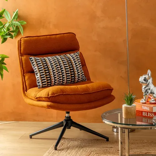 Fauteuil pivotant HARPER tissu terra cotta