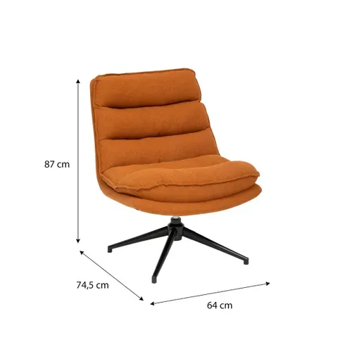 Fauteuil pivotant HARPER tissu terra cotta