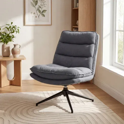 Fauteuil pivotant HARPER tissu gris foncé vue d'ambiance 1
