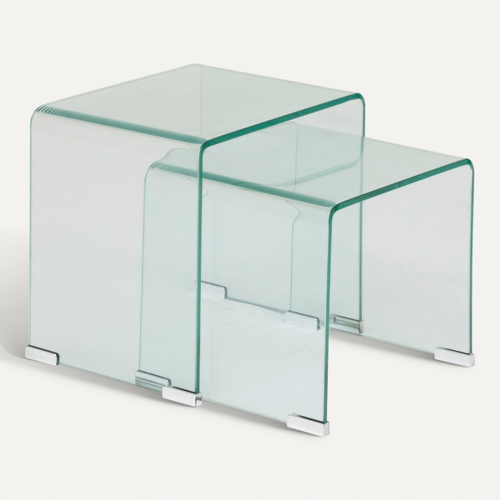 Lot De 2 Tables Gigognes En Verre Trempé Transparent