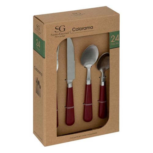 Ménagère 24 Pièces "colorama" 24cm Rouge