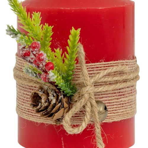Bougie Lumineuse à LED Avec Déco Noël H 12.5 Cm Rouge