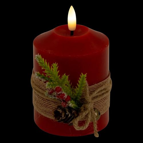 Bougie Lumineuse à LED Avec Déco Noël H 12.5 Cm Rouge