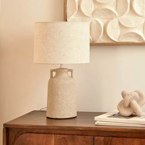 Lampe À Poser Champignon Secteur Gibus Gris H45,5cm